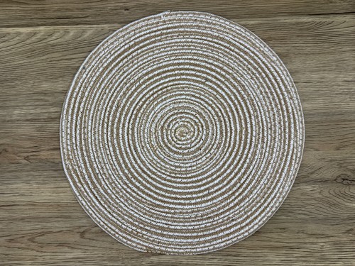 Round cotton placemats beige - 6,