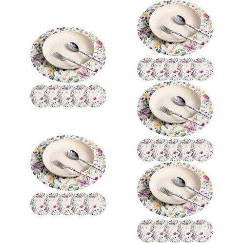 Round floral placemats set - floral,