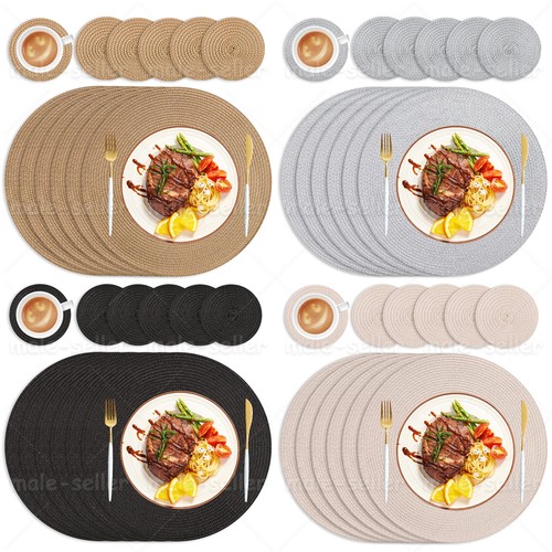 Round woven 6pcs placemats - placemats, and