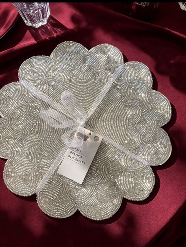Silver round beaded flower - round,