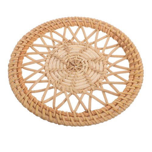 Round braided rattan coasters - round,