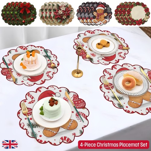 4pcs christmas round placemats - 4pcs,