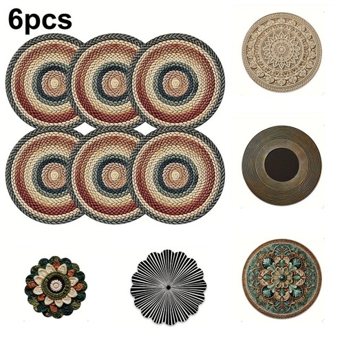 6pcs vintage round placemats - 6pcs,