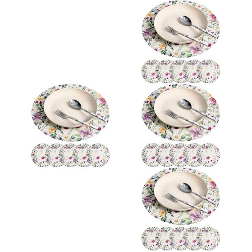 Round floral placemats set - floral,