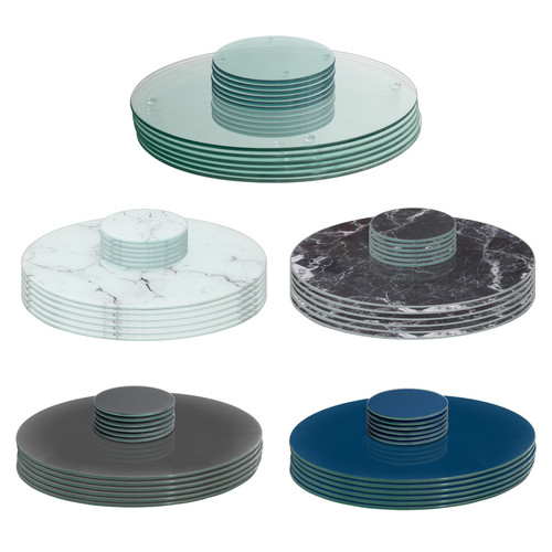 12pc round glass placemats - glass, &