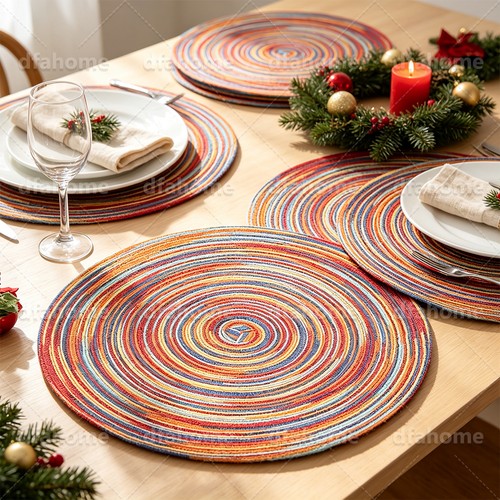 Round woven placemats - round, set