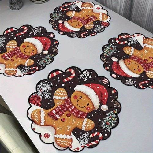Table mats round christmas - table,