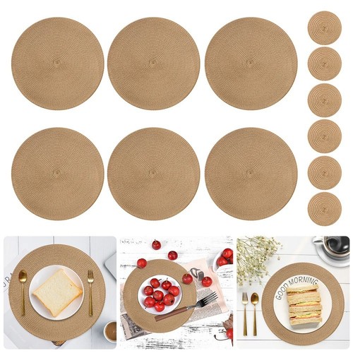 Round braided placemats set - braided,