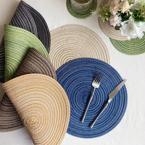 4pcs braided round placemats - round,