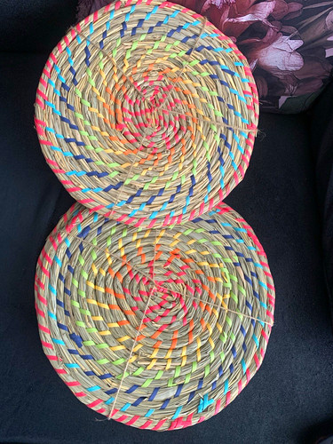 Set placemats round woven - set, of