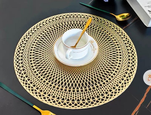 Pcs gold placemats round - pcs,