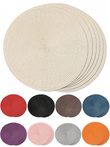 Pcs round woven placemats - round,