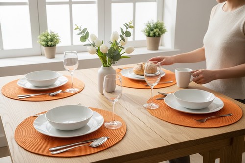 Set round woven placemats - round,