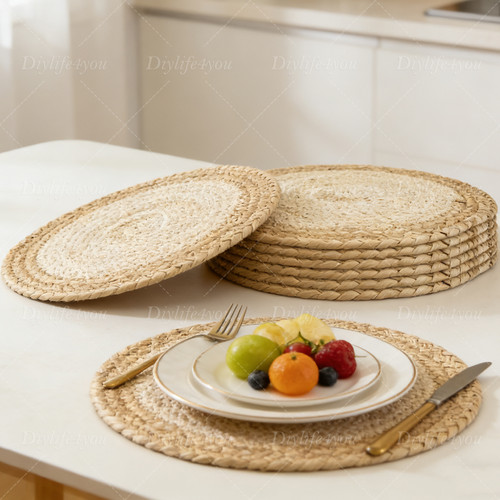 Set woven placemats round - 6,