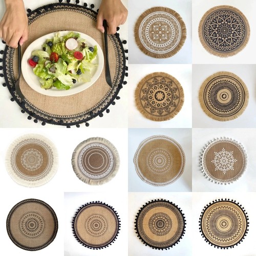 6pcs round 38cm linen table - 4/6pcs,