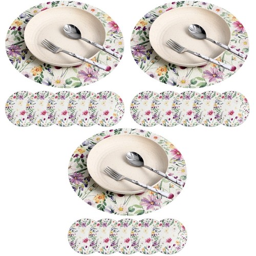 Round floral placemats - placemats, linen
