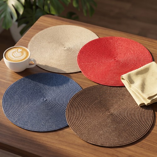 Round woven pcs placemats - pcs,