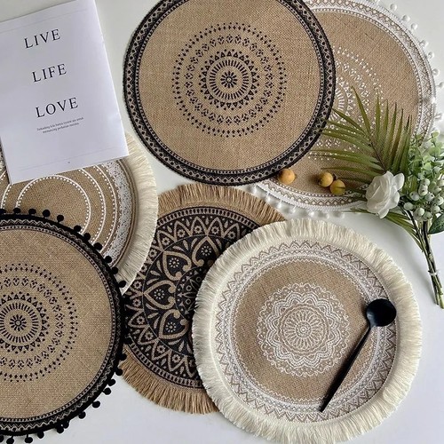 Set woven jute round - of,