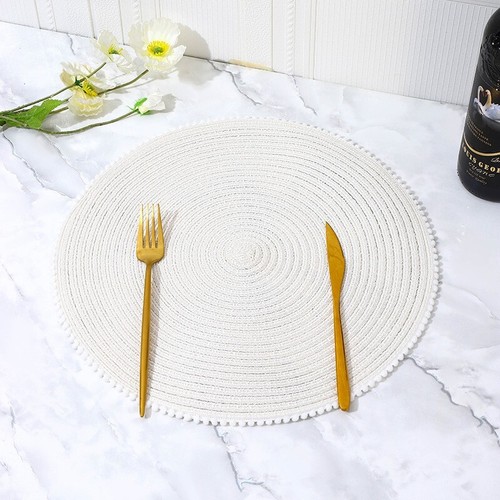 Round pom placemats set - round, of