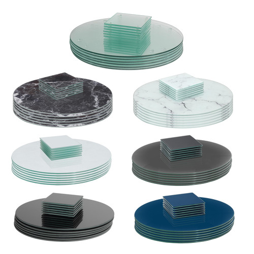 12pc round glass placemats - 12pc, &